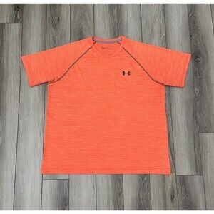 Under Armour Heatgear Loose Fit Orange Athletic Short Sleeve Tee Mens Sz Large